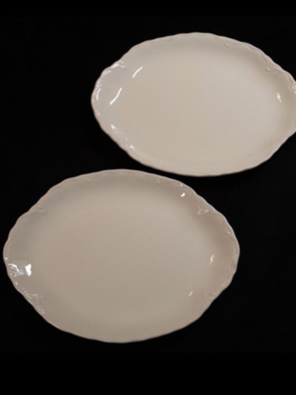 Vintage Pair of Haviland Oval 10” Scalloped Serving Platters Dish White
